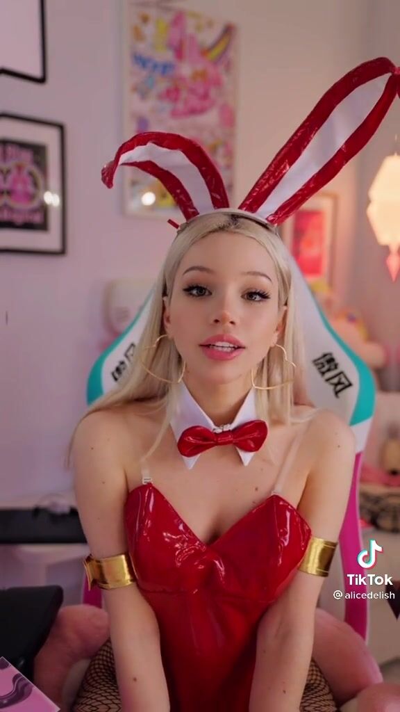 Alice Delish in Red Playboy Bunny Outfit