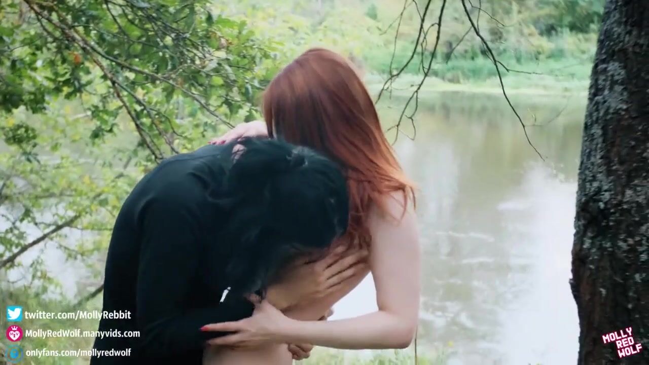 Molly Red Wolf public sextape in the forest by the river.