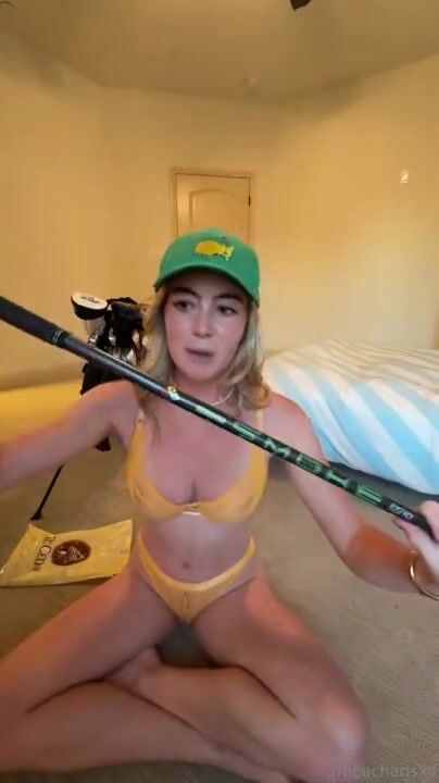 Grace Charis sheer lingerie golf lesson